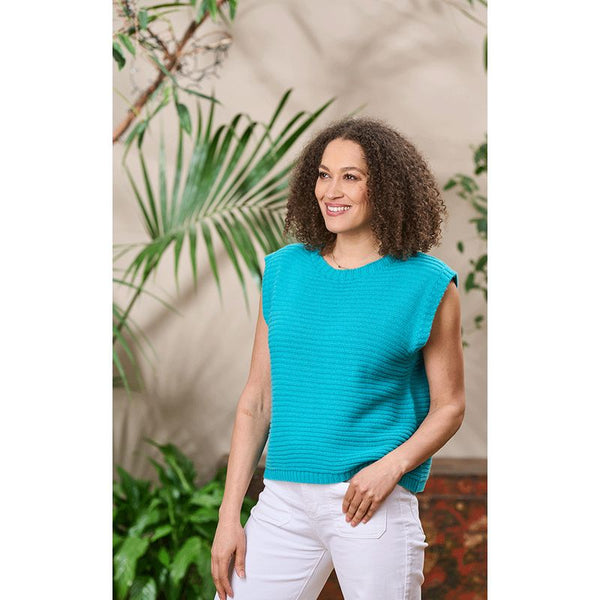 Luella Ladies Padstow Cashmere Tank Top Rib Design (Teal or Pink)