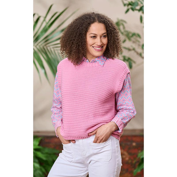 Luella Ladies Padstow Cashmere Tank Top Rib Design (Teal or Pink)