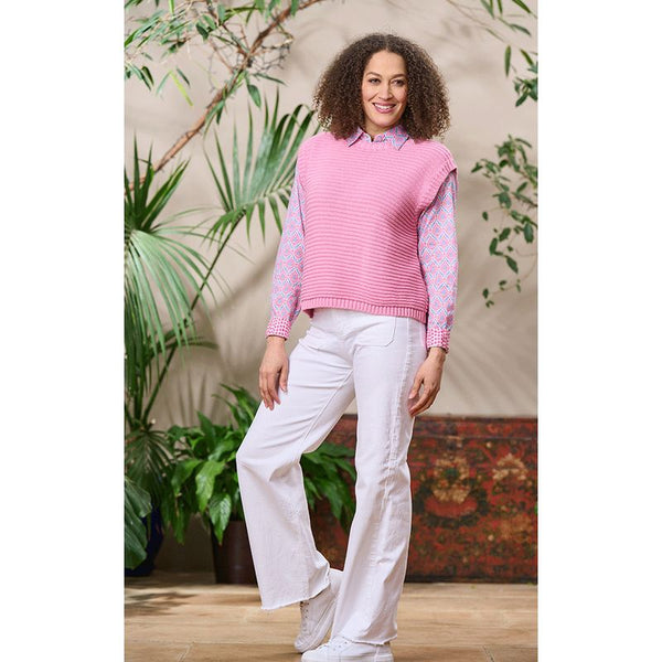 Luella Ladies Padstow Cashmere Tank Top Rib Design (Teal or Pink)