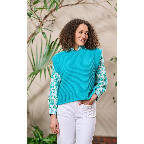 Luella Ladies Padstow Cashmere Tank Top Rib Design (Teal or Pink)