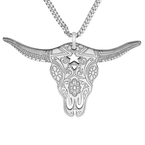 CarterGore Sterling Silver Texas Longhorn Necklace