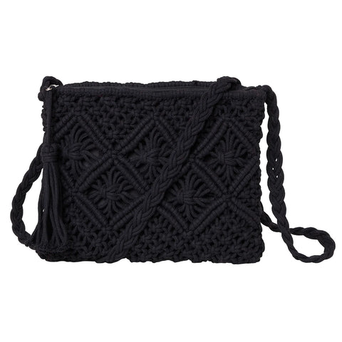 Somerville Scarves Cotton Crochet Cross Body Bag - Black