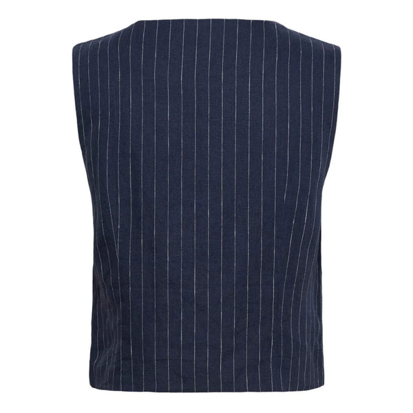 Part Two Ladies Azania Waistcoat - Blue Nights Pinstripe