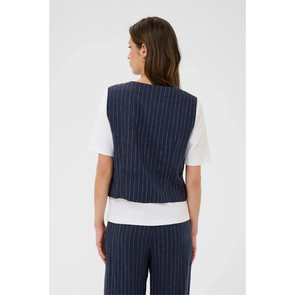 Part Two Ladies Azania Waistcoat - Blue Nights Pinstripe