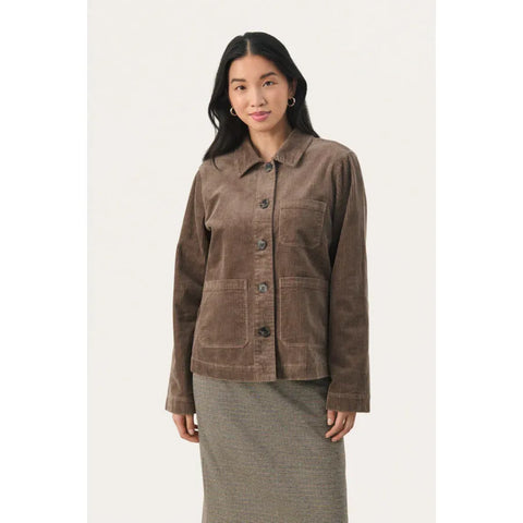Part Two Ladies Lone Cord Jacket - Falcon Brown