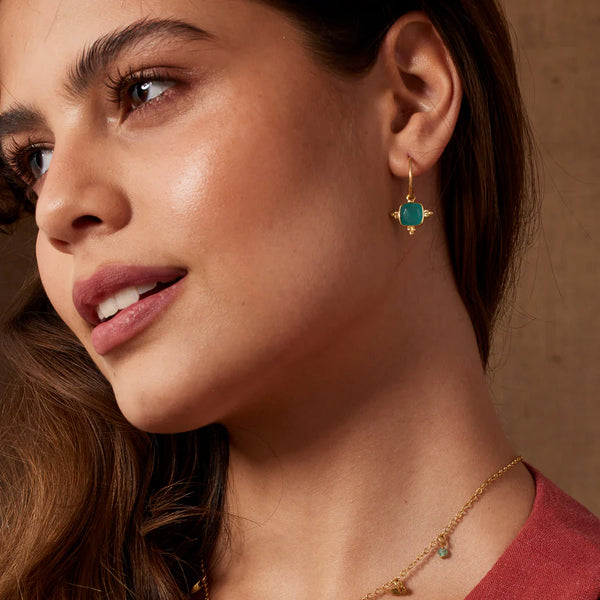 Ashiana London Asia Hoop Earrings - Aqua Chalcedony