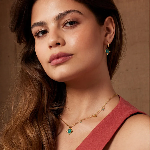 Ashiana London Asia Hoop Earrings - Aqua Chalcedony
