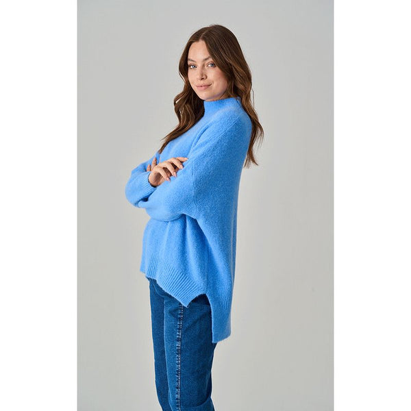 Luella Ladies Lulu Funnel Neck Alpaca Knit Jumper - Sky Blue
