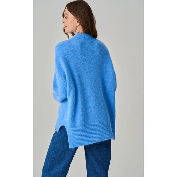 Luella Ladies Lulu Funnel Neck Alpaca Knit Jumper - Sky Blue
