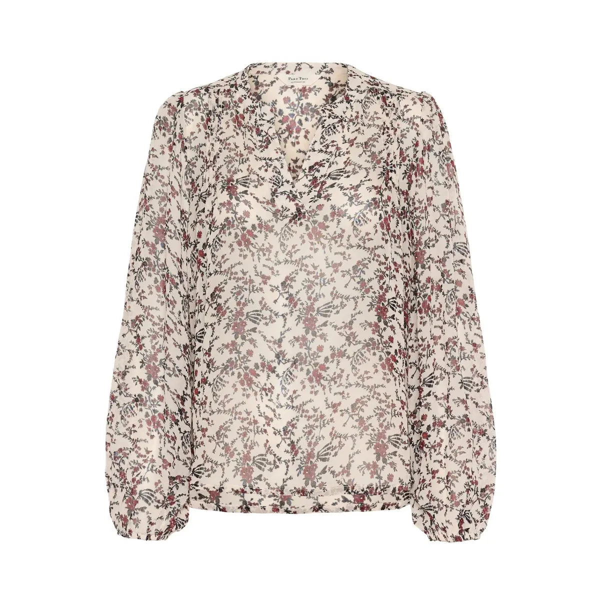 Part Two Ladies Sandi Blouse - Whitecap Gray Flower Bouquet