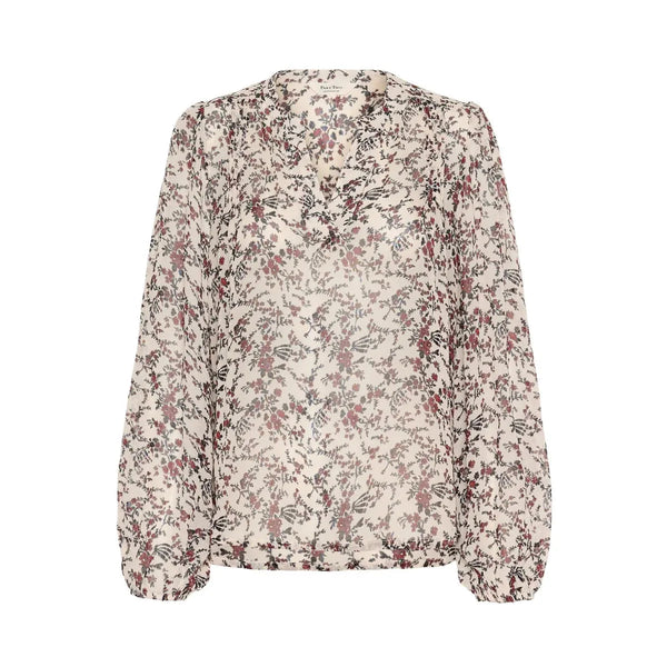 Part Two Ladies Sandi Blouse - Whitecap Gray Flower Bouquet