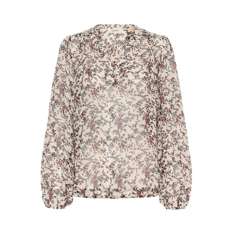 Part Two Ladies Sandi Blouse - Whitecap Gray Flower Bouquet