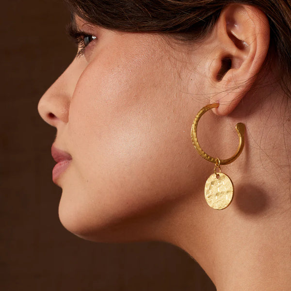 Ashiana London Ladies Esmeralda Gold Hoop And Coin Earrings