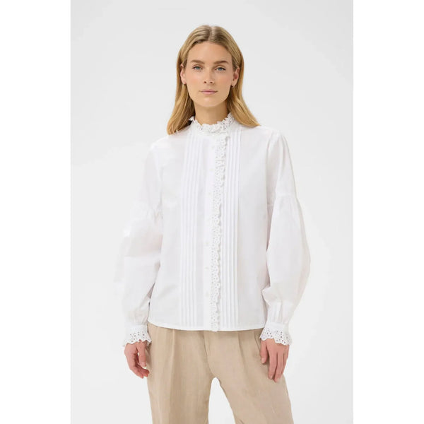 Part Two Ladies AnastasjaPW Cotton Frill Shirt - Bright White