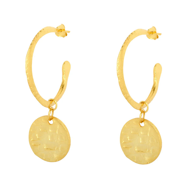 Ashiana London Ladies Esmeralda Gold Hoop And Coin Earrings