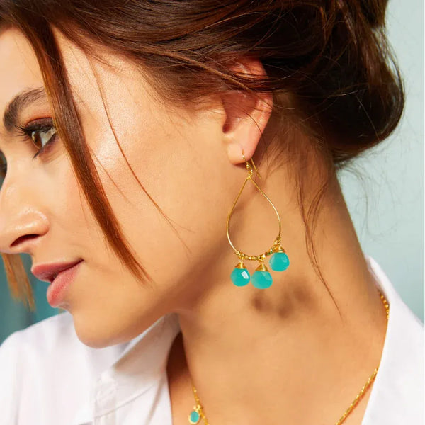 Ashiana London Bella Aqua Chalcedony Earrings