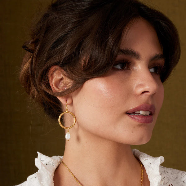 Ashiana London Ladies Margot Gold Pearl Hoop Earrings