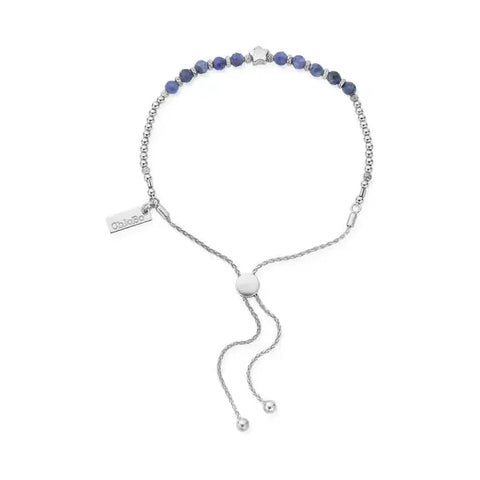 ChloBo Ladies Midnight Star Sodalite Adjustable Bracelet - Silver