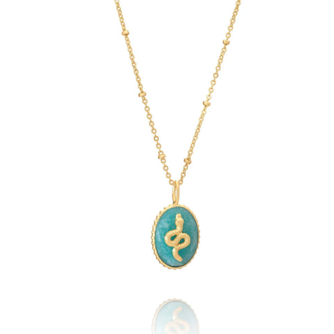 Azuni Ladies Medusa Gemstone and Snake Motif Necklace