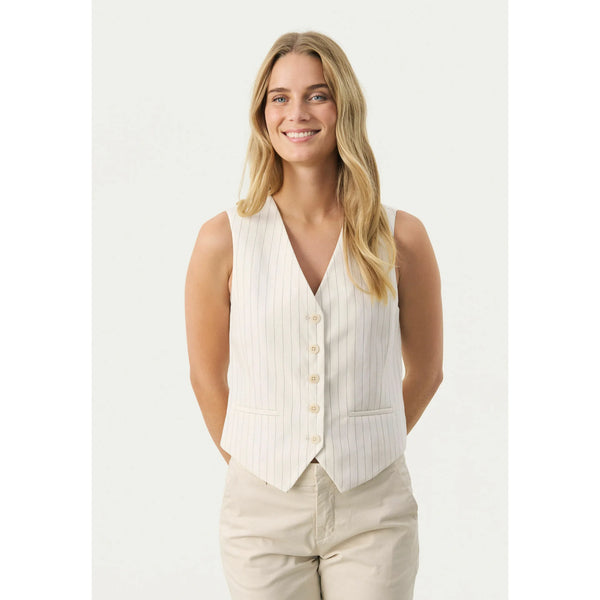 Part Two Ladies Nadhia Waistcoat - Whitecap Grey Stripe