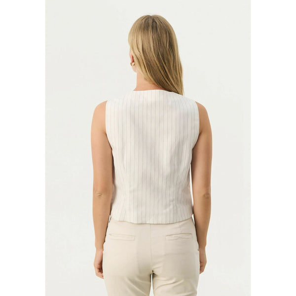 Part Two Ladies Nadhia Waistcoat - Whitecap Grey Stripe