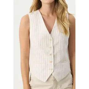 Part Two Ladies Nadhia Waistcoat - Whitecap Grey Stripe