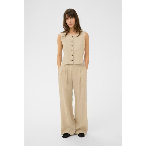 Part Two AliyaPW Trousers - Neutral Pinstripe / Brown