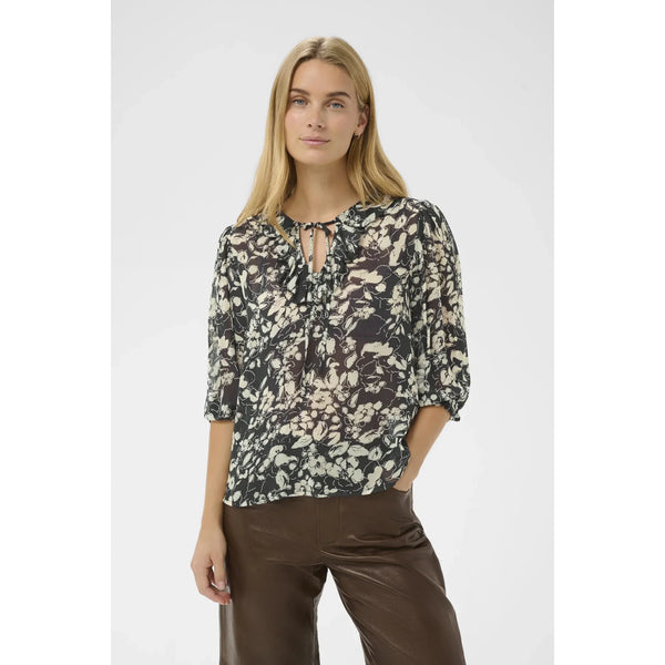 Part Two Ladies Alvia Floral Shirt - Navy / White
