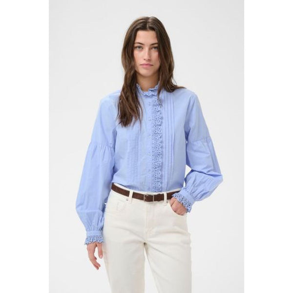 Part Two AnastasjaPW Cotton Frill Shirt - Serenity Blue