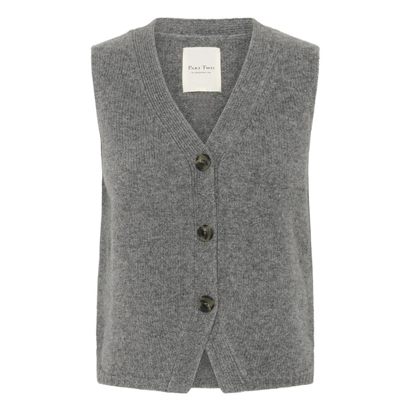 Part Two Sylva Waistcoat Median Grey Melange - Wool