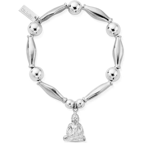 chunky silver bracelet with zen buddah charm