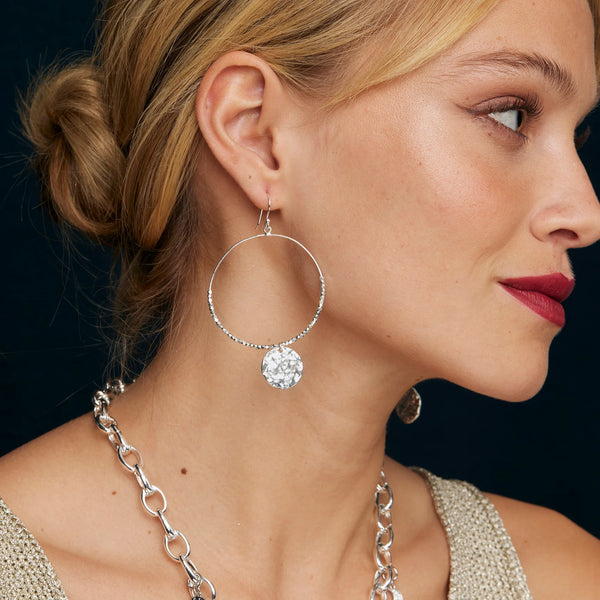 Ashiana London Ladies Dominique Large Silver Hoop Earrings