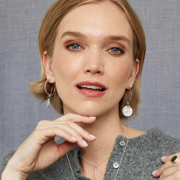 Ashiana London Ladies Esmeralda Silver Hoop And Coin Earrings