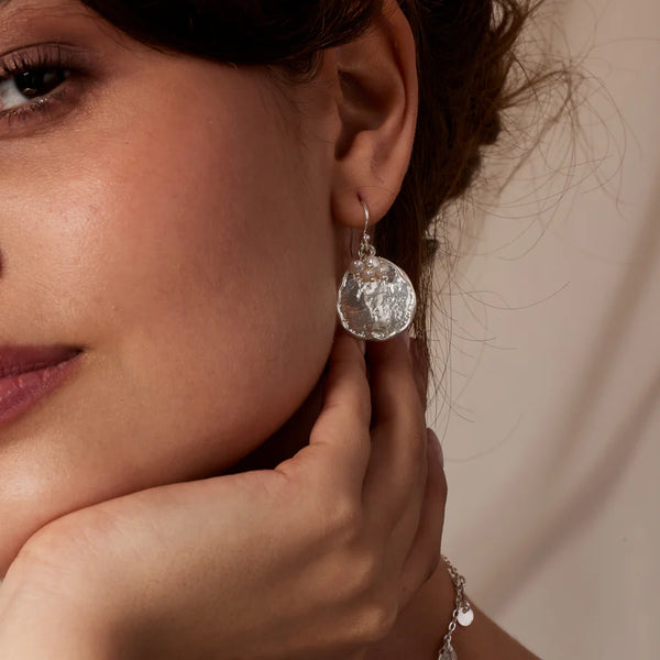 Ashiana London Ladies Solange Silver Pearl Earrings