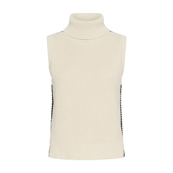 Part Two Sella  Polo Neck Waistcoat Whitecap Grey / Dark Navy Stitch