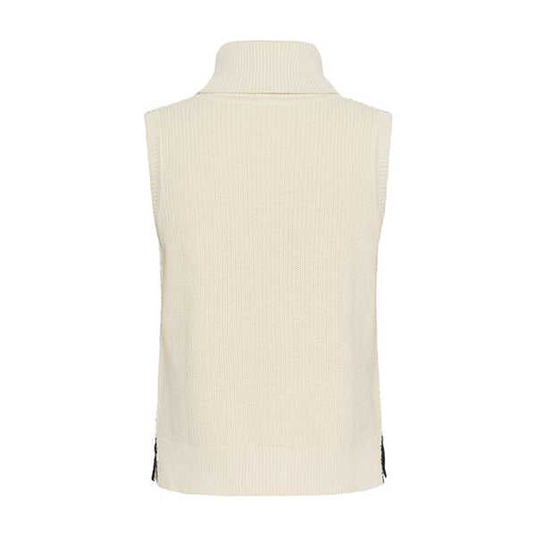 Part Two Sella  Polo Neck Waistcoat Whitecap Grey / Dark Navy Stitch