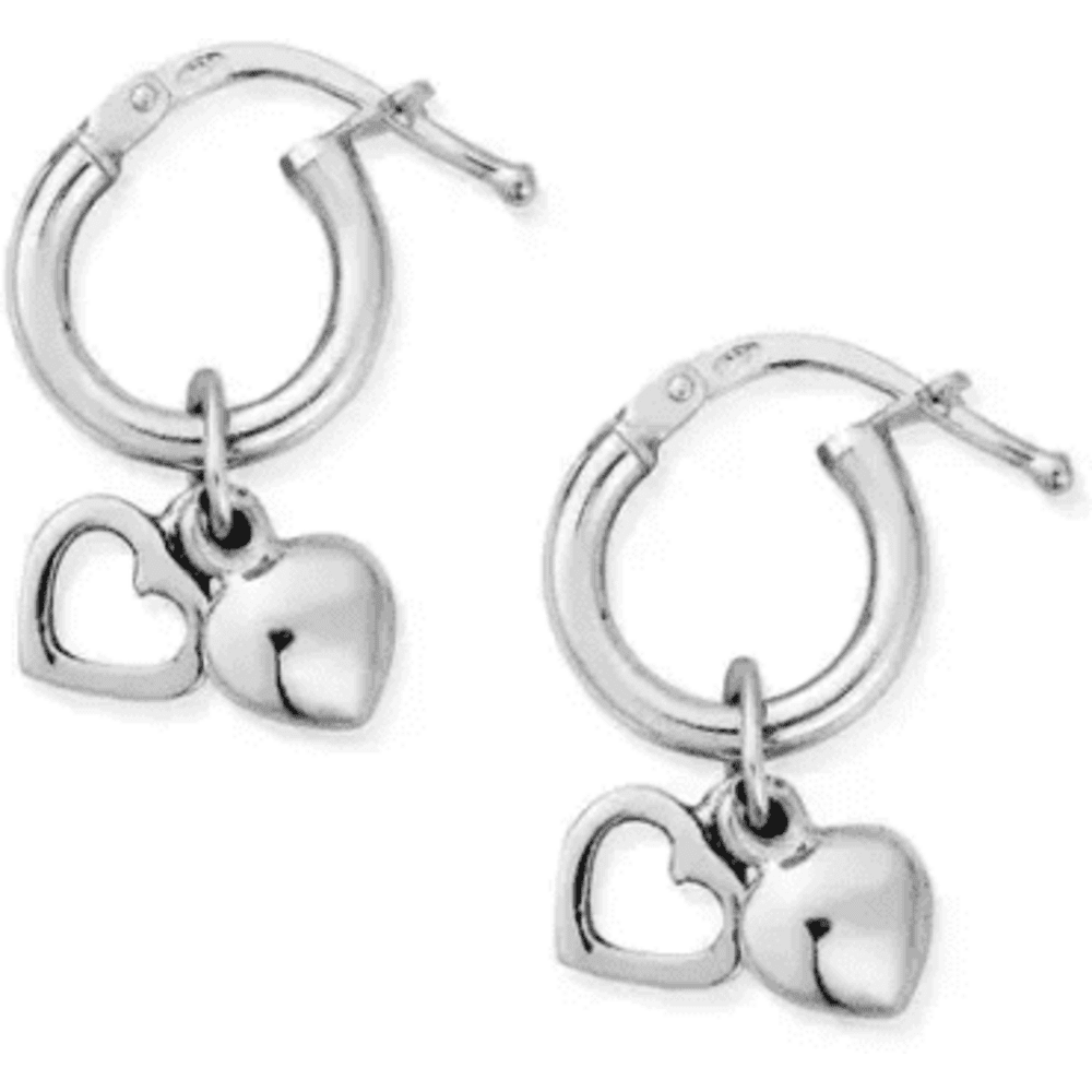 ChloBo Ladies Earrings - Double Heart Small Hoops