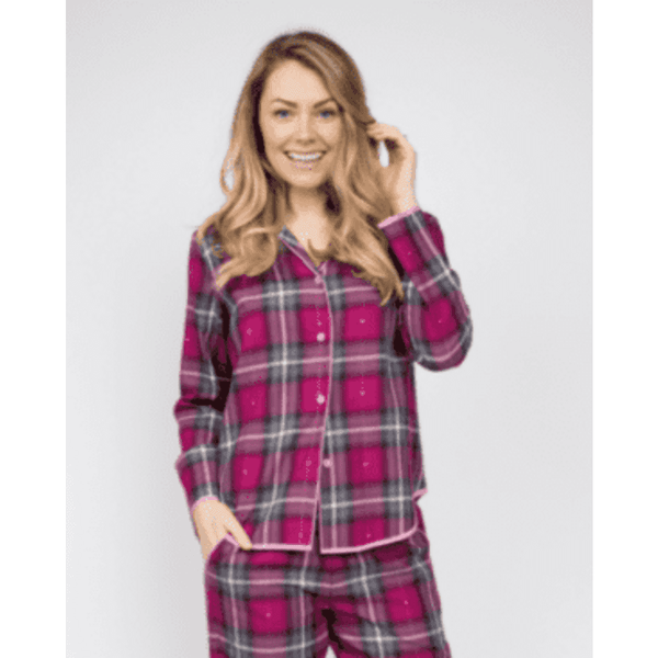 Cyberjammies Ladies Pyjamas - Natasha Dobby Check Print Pyjama Top