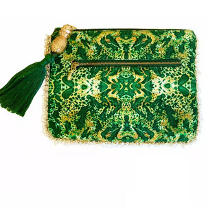 Sophia Alexia Ladies Clutch Bag - Emerald Leopard