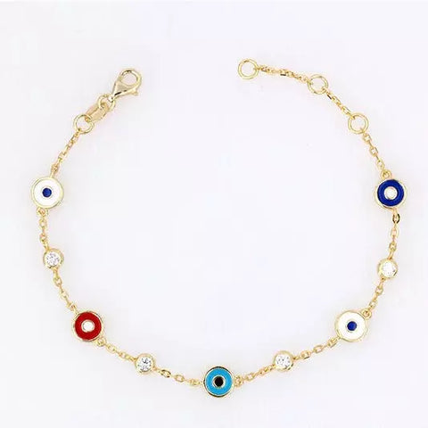 gold bracelet with enamel eyes set throughout 