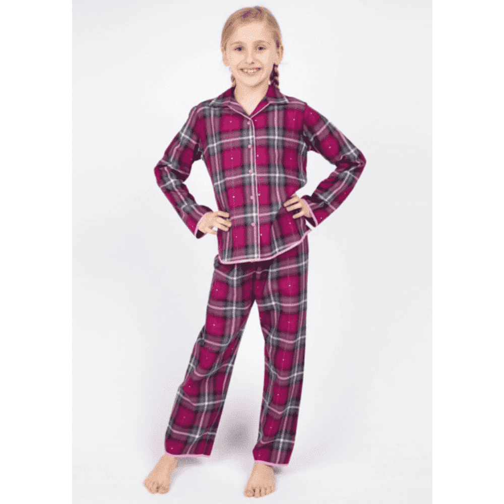 Cyberjammies Girls Pyjamas - Natasha Cerise Dobby Check Pyjama Set