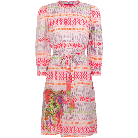 Place Du Soleil Pink Arafat Print Ladies Dress s23-104