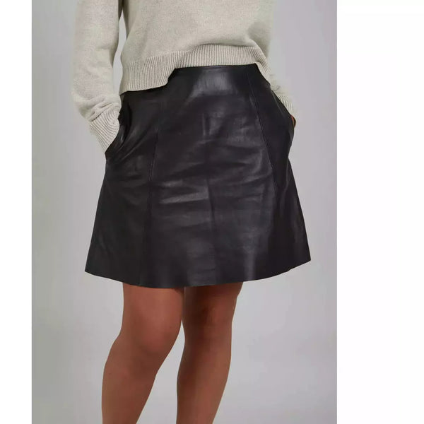Coster Copenhagen Ladies Short A-Line Leather Skirt - Black