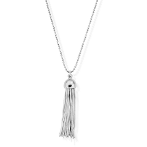 ChloBo Ladies Necklace - Silver Diamond Cut Chain With Cap Tassel Pendant