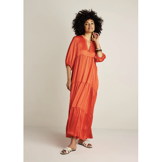 3 4 Sleeve Maxi Dress Mandarin