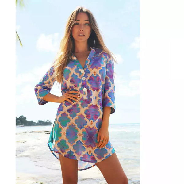Sophia Alexia Ladies Beach Shirt - Orchid Paradise