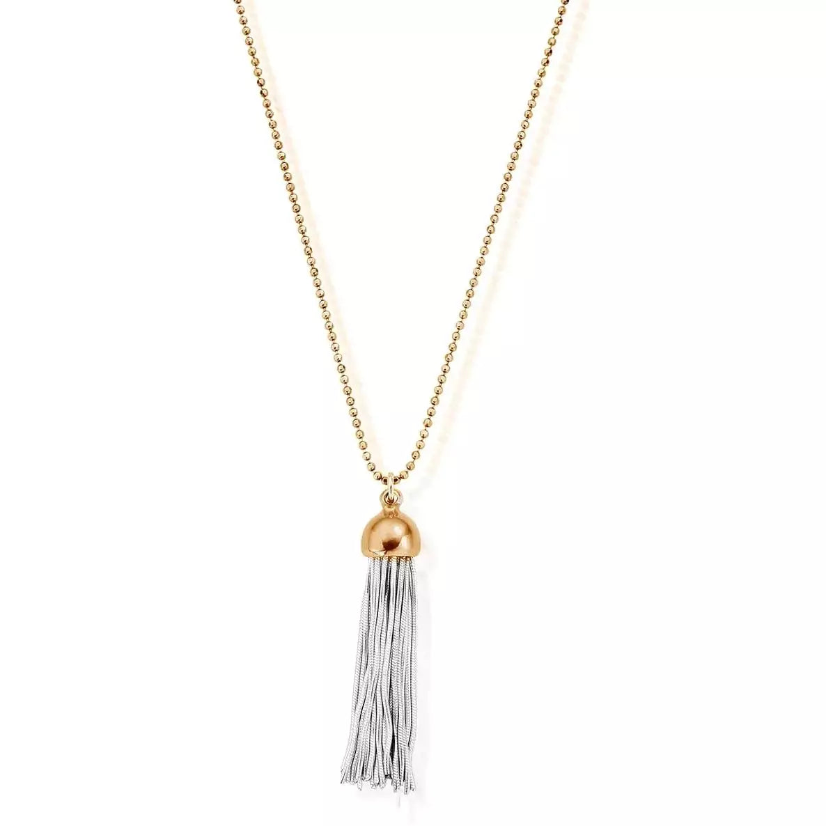 ChloBo Ladies Necklace - Gold Diamond Cut Chain With Gold Cap Tassel Pendant