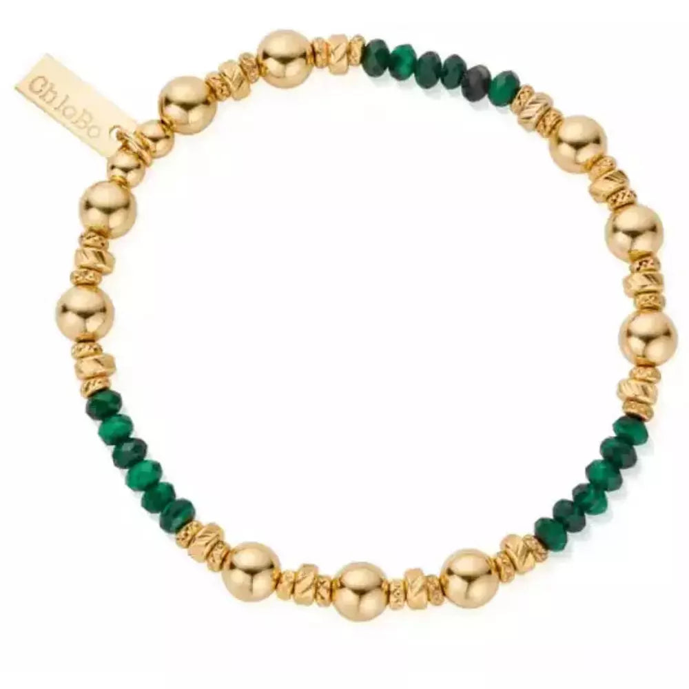ChloBo Ladies Gold Sparkle Malachite Bracelet
